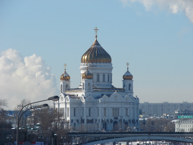 Обои картинки фото храм, христа, спасителя, города, москва, россия