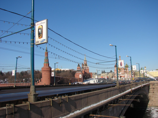 Обои картинки фото мост, через, москва, реку, города, россия