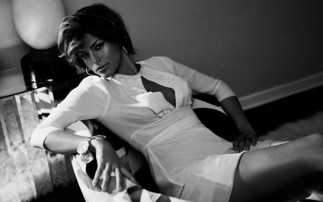 Обои картинки фото Eva Mendes, девушки, , , черно-белое, фото