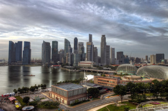 обоя города, сингапур, панорама, здания