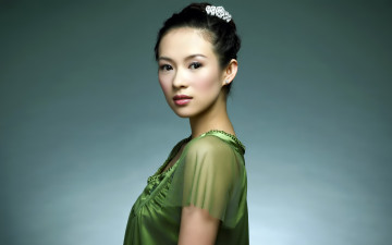 обоя Zhang Ziyi, девушки, , , блузка, заколка