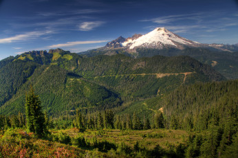 Картинка mount+baker-snoqualmie+national+forest+вашингтон+сша природа горы ели лес