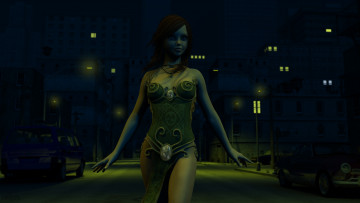 Картинка 3д+графика fantasy+ фантазия девушка улица ночь