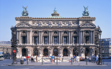 обоя города, париж , франция, париж, оперный, театр, город, grand, opera
