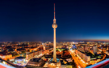 Картинка города берлин+ германия berlin берлин город ночь столица телебашня огни подсветка дома здания улицы панорама