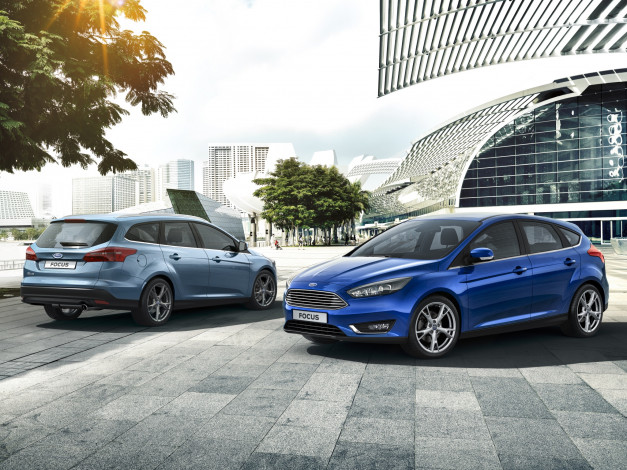 Обои картинки фото автомобили, ford, focus, голубой