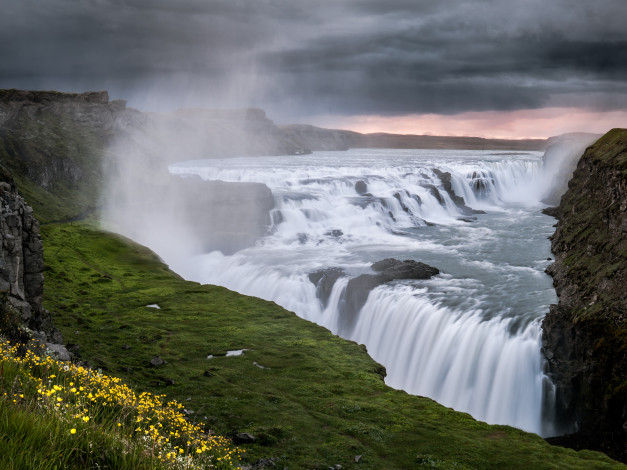 Обои картинки фото природа, водопады, gullfoss, исландия, река, хвитау