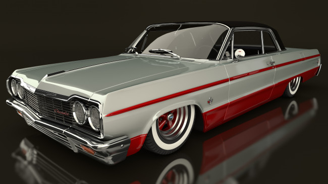 Обои картинки фото автомобили, 3д, 1964, chevrolet, impala