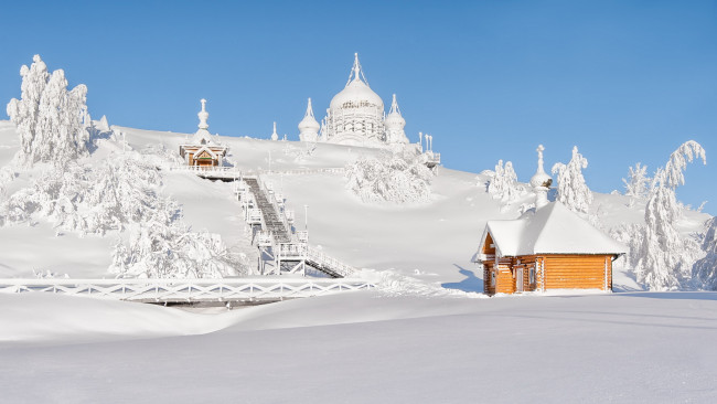 Обои картинки фото белогорский николаевский монастырь, города, - православные церкви,  монастыри, зима, снег, пейзаж