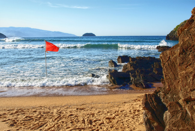 Обои картинки фото испания бискайский залив, природа, побережье, испания, песок, волны, море, бискайский, залив