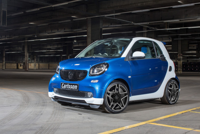 Обои картинки фото автомобили, smart, 2015г, синий, c453, ck10, fortwo, carlsson