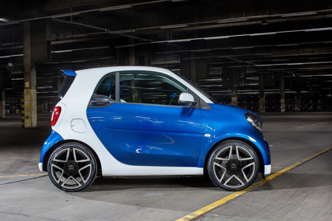 Обои картинки фото автомобили, smart, синий, c453, 2015г, ck10, fortwo, carlsson