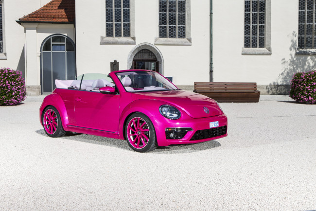 Обои картинки фото автомобили, volkswagen, розовый, 2012г, cabrio, beetle, abt