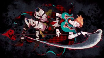 Картинка аниме hunter+x+hunter хисока кровь коса охотник лезвие оружие парень арт
