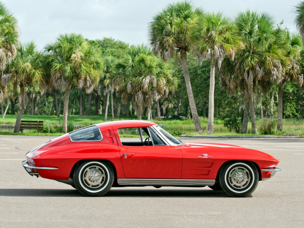 Обои картинки фото corvette sting ray z06 1963, автомобили, corvette, red, 1963, z06, sting, ray