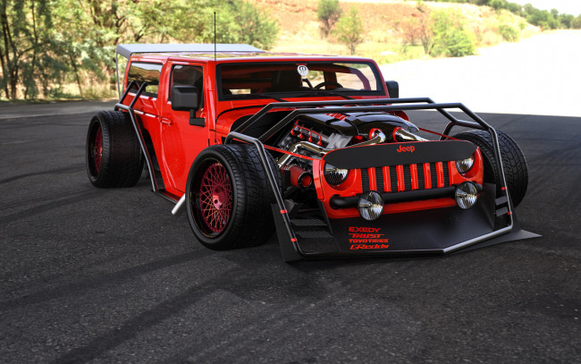 Обои картинки фото jeep wrangler hot rod, автомобили, 3д, jeep, wrangler, hot, rod