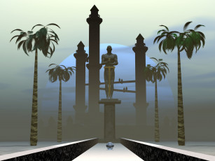 Картинка 3д графика fantasy фантазия пальмы скульптура
