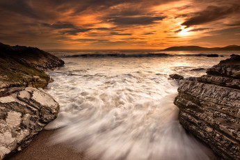 Картинка природа восходы закаты камни побережье море закат