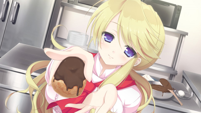 Обои картинки фото аниме, mizu, no, miyako, patisserie, девушка, шоколад, повар