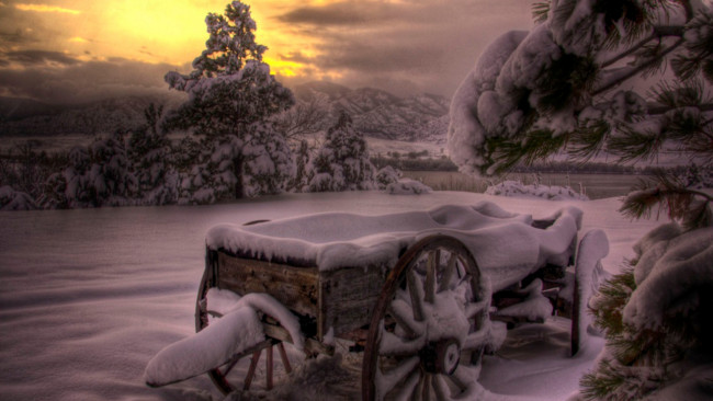 Обои картинки фото winter, природа, зима, пейзаж, закат, снег