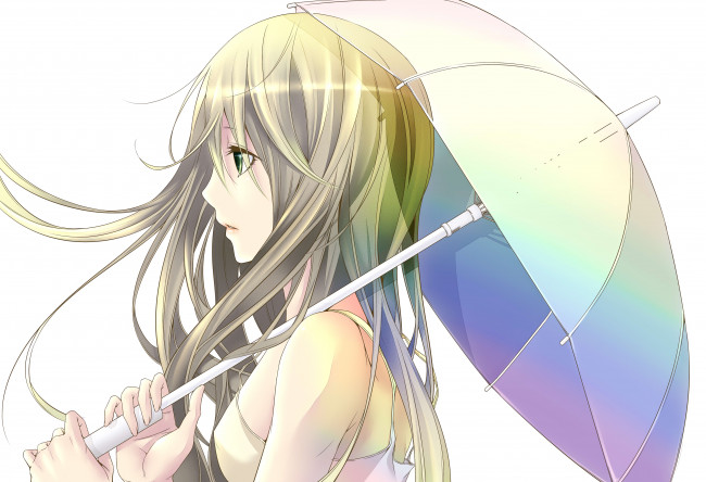 Обои картинки фото аниме, *unknown, другое, зонт, платье, девушка