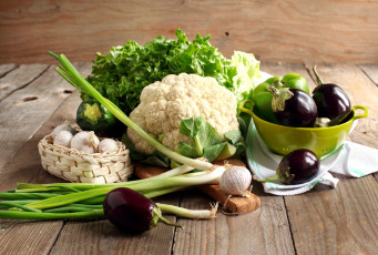 Картинка еда овощи салат лук чеснок цветная капуста баклажаны
