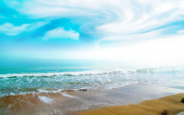 обоя природа, моря, океаны, кеан, свет, облака, волны, пляж