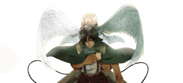 Картинка аниме shingeki+no+kyojin слезы ангел крылья парень девушка rivaille petra ral вторжение гигантов shingeki no kyojin