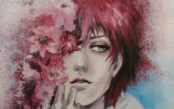 Картинка аниме naruto парень сасори арт лицо цветы