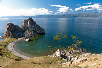Картинка природа побережье россия байкал baikal озеро