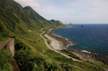 Картинка природа побережье дорога горы берег море taiwan