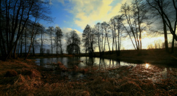 Картинка природа реки озера вечер водоем деревья
