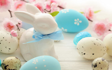 Картинка праздничные пасха цветы кролик яйца flowers spring eggs easter