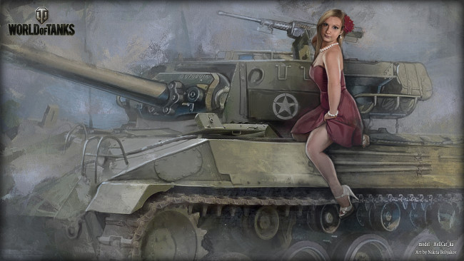Обои картинки фото видео игры, мир танков , world of tanks, девушка, of, world, tanks, action, танков, мир, игра, онлайн, арт