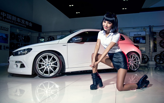 Обои картинки фото автомобили, -авто с девушками, девушка, автомобиль, фон, взгляд, азиатка