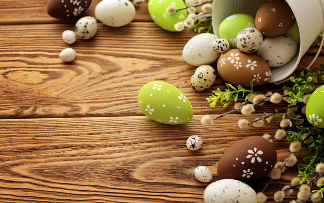 Обои картинки фото праздничные, пасха, easter, eggs, spring, flowers, яйца, верба