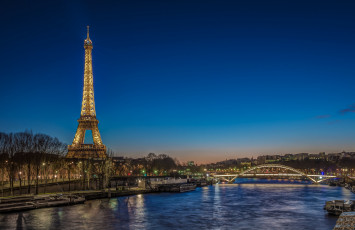 Картинка paris +france города париж+ франция огни мост ночь