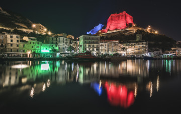 Картинка bonifacio+ corsica города -+огни+ночного+города огни ночь море