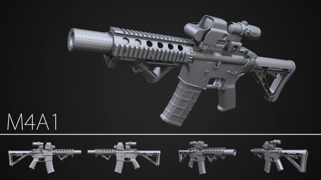 Обои картинки фото 3д графика, моделирование , modeling, штурмовая, винтовка, m4a1, дизайн