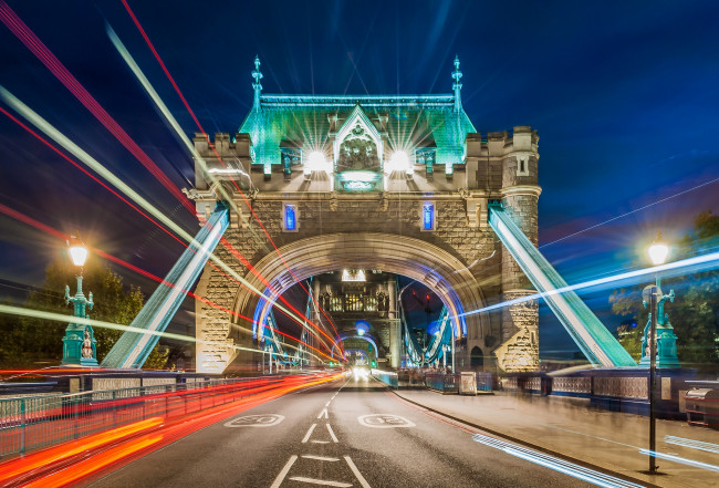 Обои картинки фото tower bridge,  london,  england, города, лондон , великобритания, огни, мост, ночь