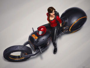 Картинка фэнтези девушки шлем транспорт art sci-fi взгляд девушка арт