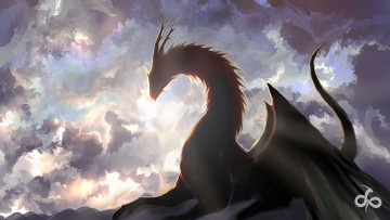 Картинка фэнтези драконы фэнтази арт дракон небо облака