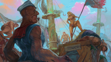 Картинка рисованное люди моряк корабль