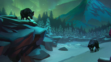 Картинка видео+игры the+long+dark волки горы лес снег лед