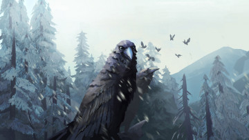 Картинка видео+игры the+long+dark вороны птицы лес горы