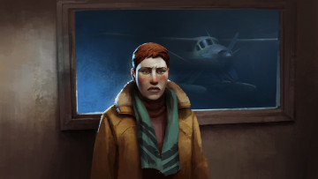 Картинка видео+игры the+long+dark женщина окно самолет шарф астрид гринвуд