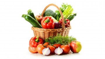 обоя еда, овощи, перец, цукини, помидоры, лук, брокколи