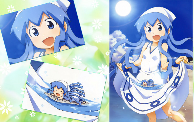 Обои картинки фото аниме, shinryaku, ika, musume, девочка