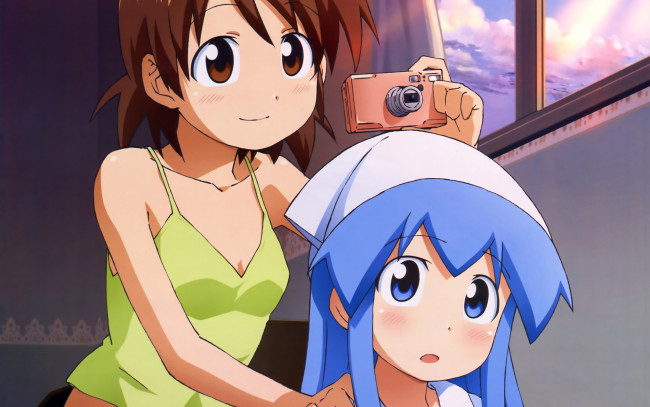Обои картинки фото аниме, shinryaku, ika, musume, девушки