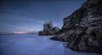 Картинка природа побережье берег море отлив ночь небо звезды